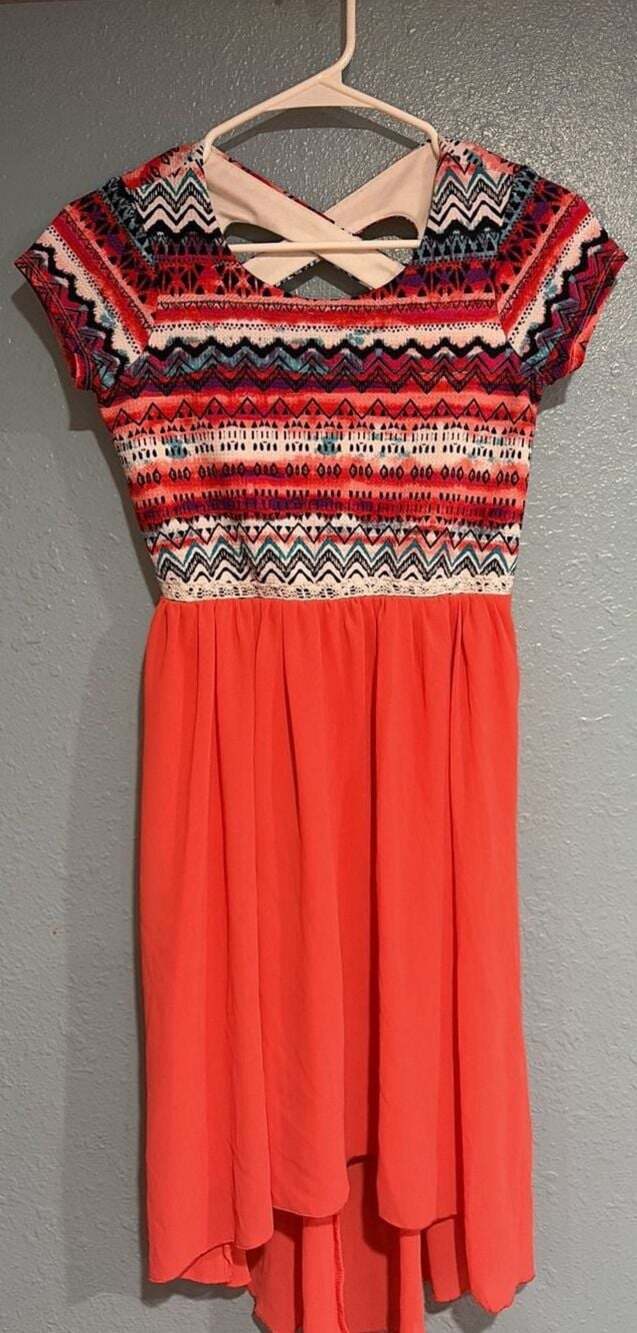 Speechless Girls' Aztec Print High-Low Chiffon Dress Size 14